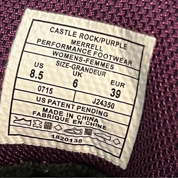 Merrell Azura Hiking Shoes Suede Mesh Lace Up Waterproof Castle Rock/Purple 8.5 - Picture 5 of 10